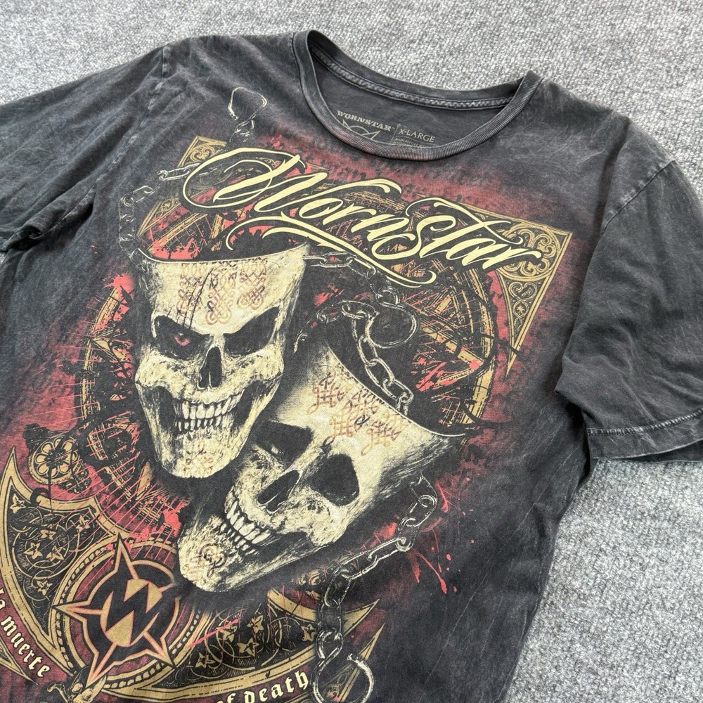 Wornstar Mens T-Shirt El Teatro de la Muerte Graphic Skull Black XL